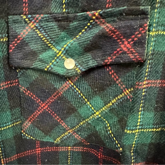 Wingars Flannel Long Sleeve Plaid Snap Up Western Double Pocket Shirt Mens Large - Picture 6 of 10